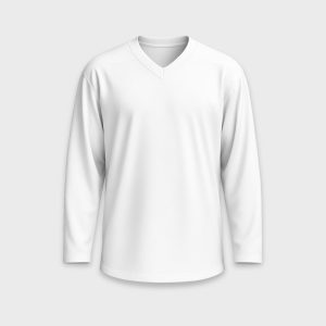 Camiseta de hockey personalizable unisex blanca, manga larga y cuello en V
