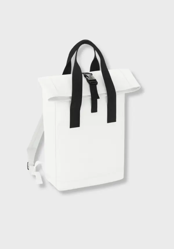 Mochila Urban Personalizable blanca con asas negras y cierre de broche