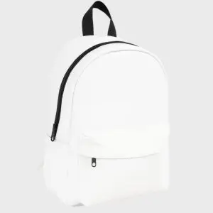 Mochila personalizable multiusos en color blanco con bolsillo frontal y asas negras, lista para personalizar con diseño propio o estampados Muy Chulis